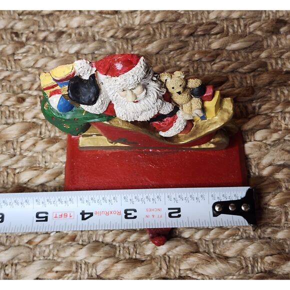 Vtg. Windsor Collection Christmas Stocking Holder Hanger Cast Iron Santa Sleigh - Picture 10 of 11